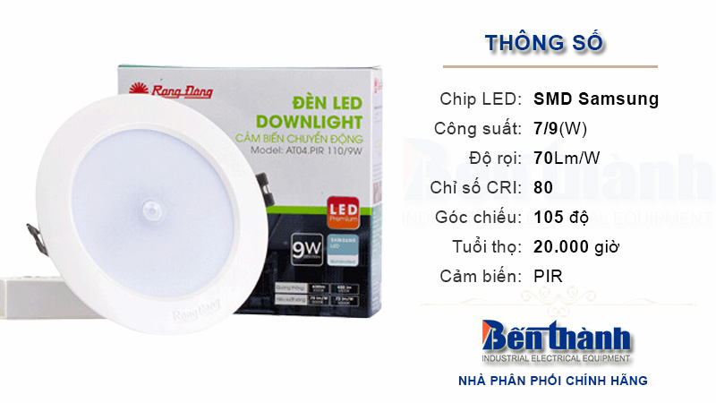 Đèn Led âm trần cảm biến AT04.PIR Rạng Đông