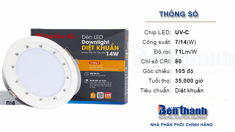 Đèn Led âm trần khẩn cấp AT21.UV Rạng Đông