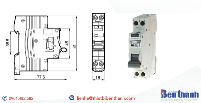 Bản vẽ kích thước RCBO RKC LS