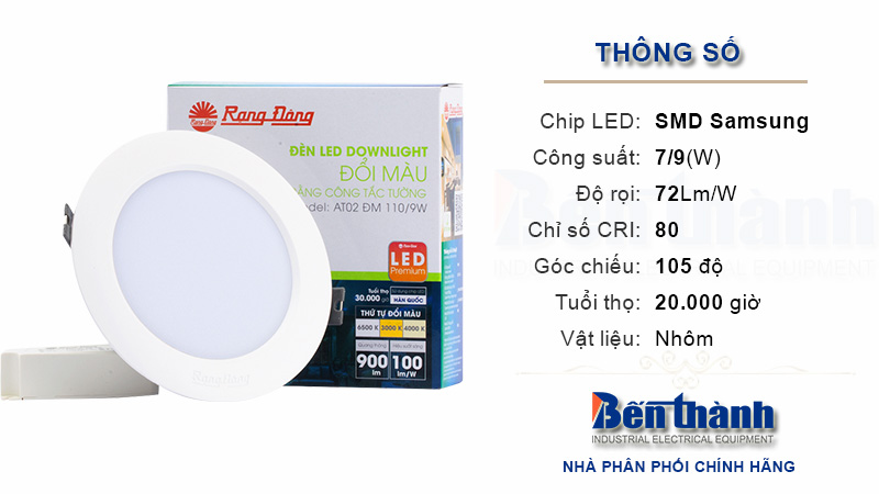 Đèn Led âm trần AT02 đổi màu Rạng Đông