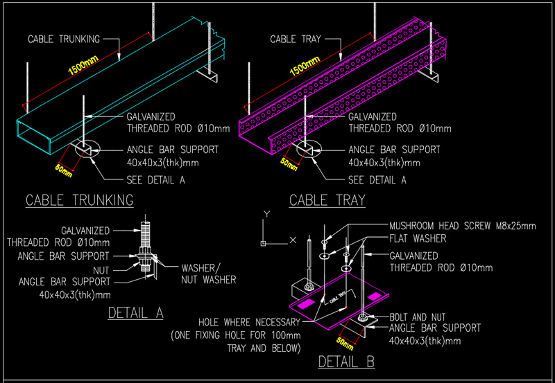 Bản vẽ thang máng cáp CAD