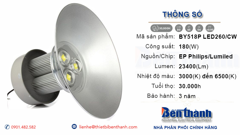 Đèn LED nhà xưởng 180w Philips