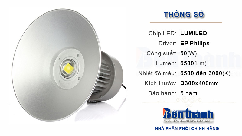 Thông số đèn LED nhà xưởng 50w Philips