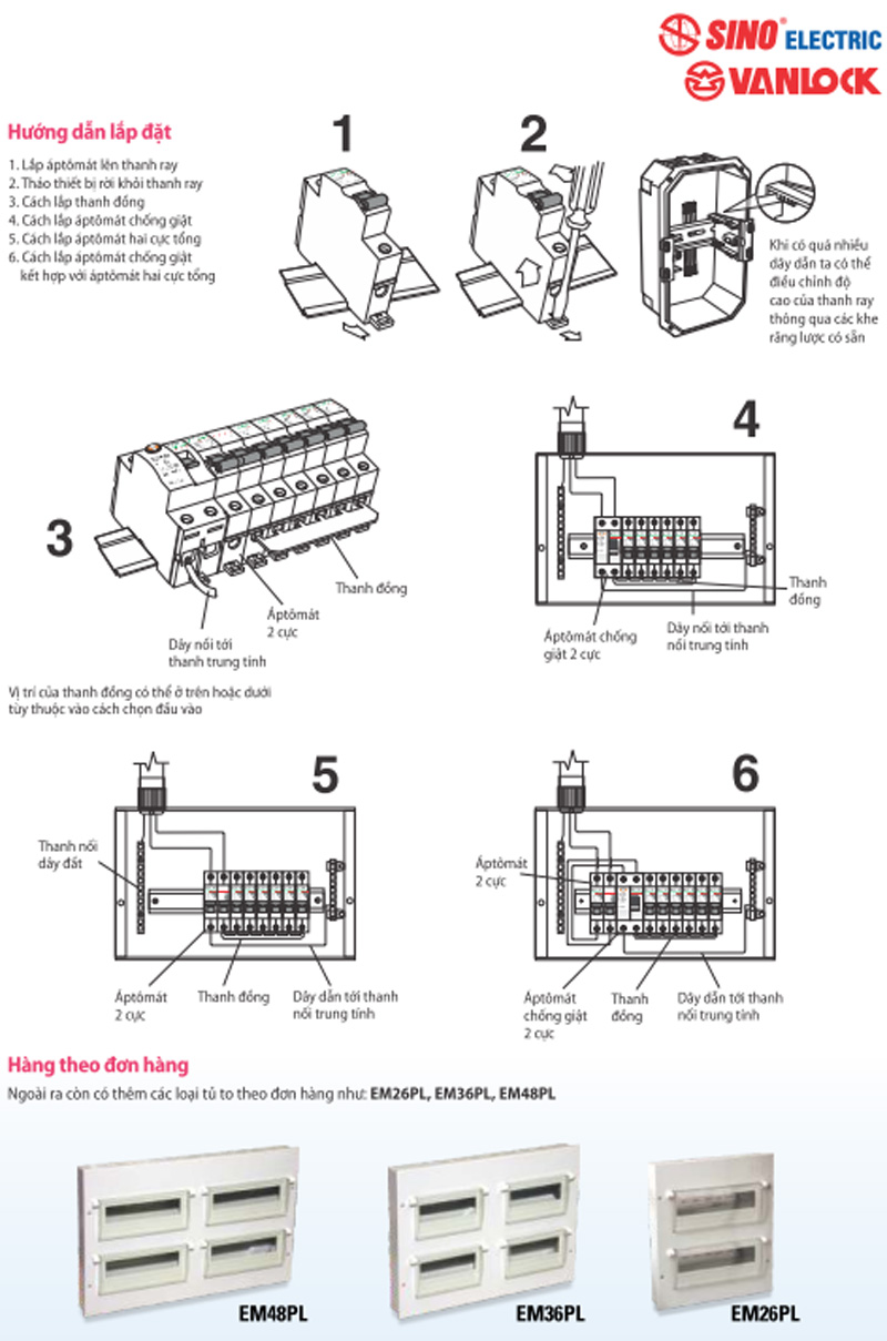 Các kích thước tủ điện âm tường Sino tiêu chuẩn
