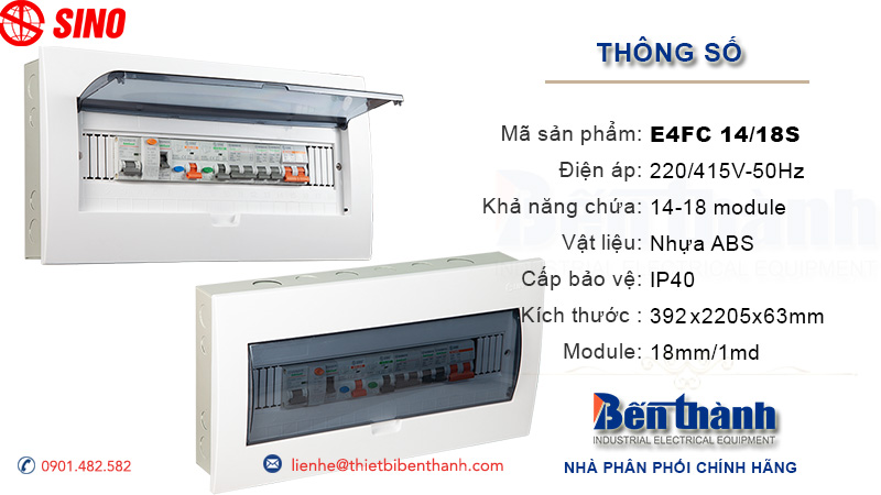 Kích thước tủ điện âm tường 14 module Sino