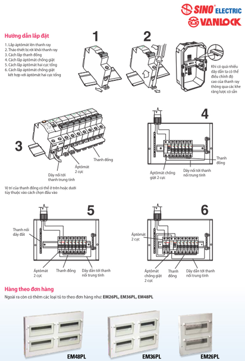 Kích thước tủ điện âm tường 18 module Sino