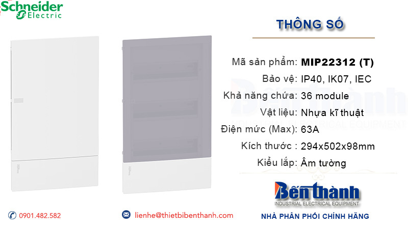 Các loại tủ điện Schneider âm tường theo module