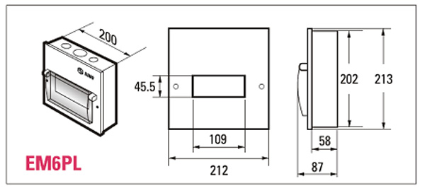 Kích thước tủ điện âm tường 6 module Sino