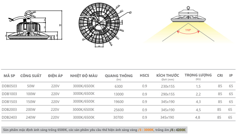 Đèn LED Highbay 100w Duhal