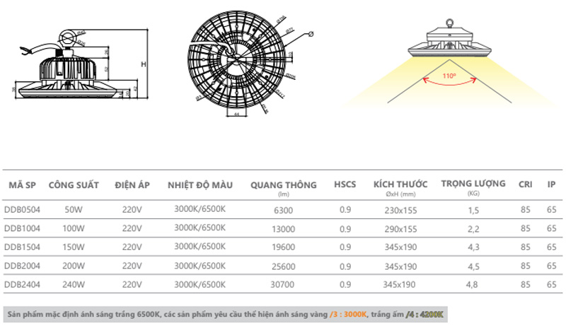 Đèn LED Highbay 100w Duhal
