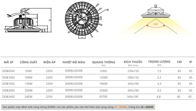 Đèn LED Highbay 100w Duhal
