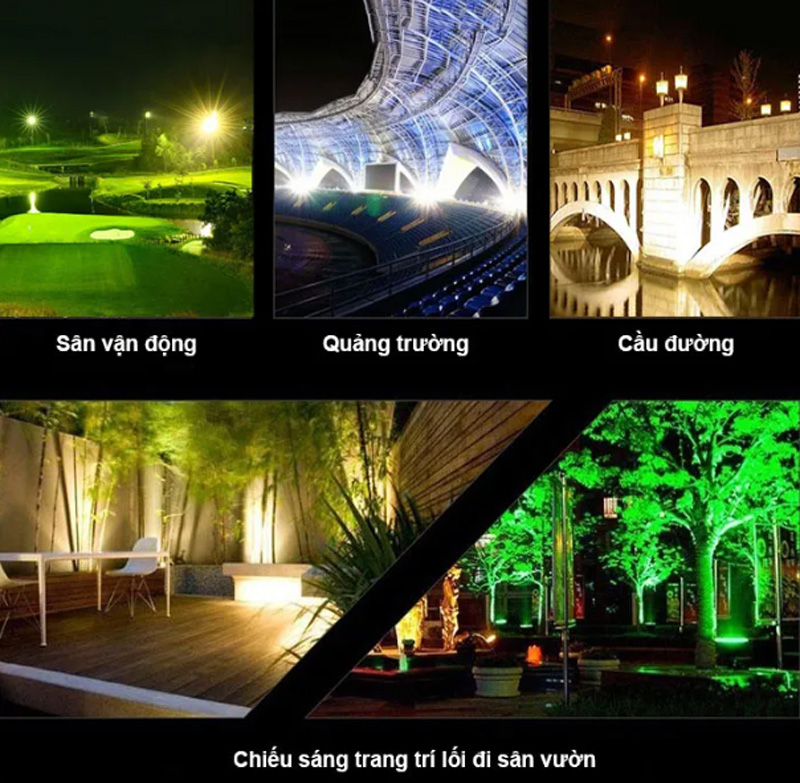 Đèn pha LED màu xanh tạo ánh sáng thư giãn cho hồ bơi sân vườn