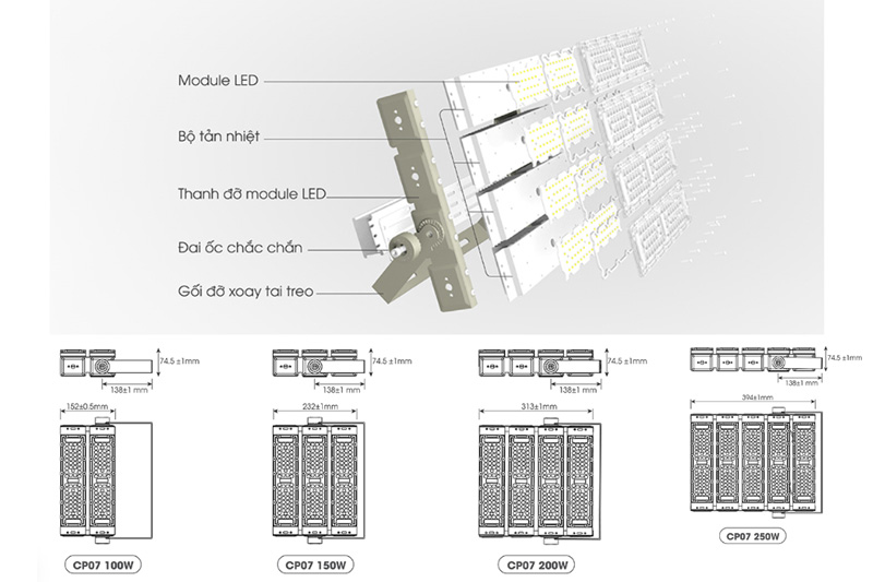 Đèn pha Led 250W Rạng Đông