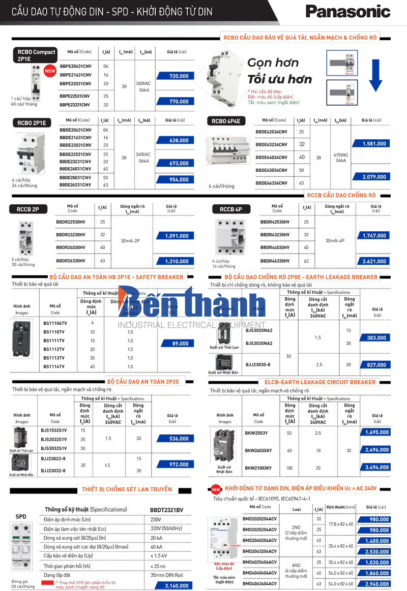 Catalog thiết bị đóng cắt Panasonic
