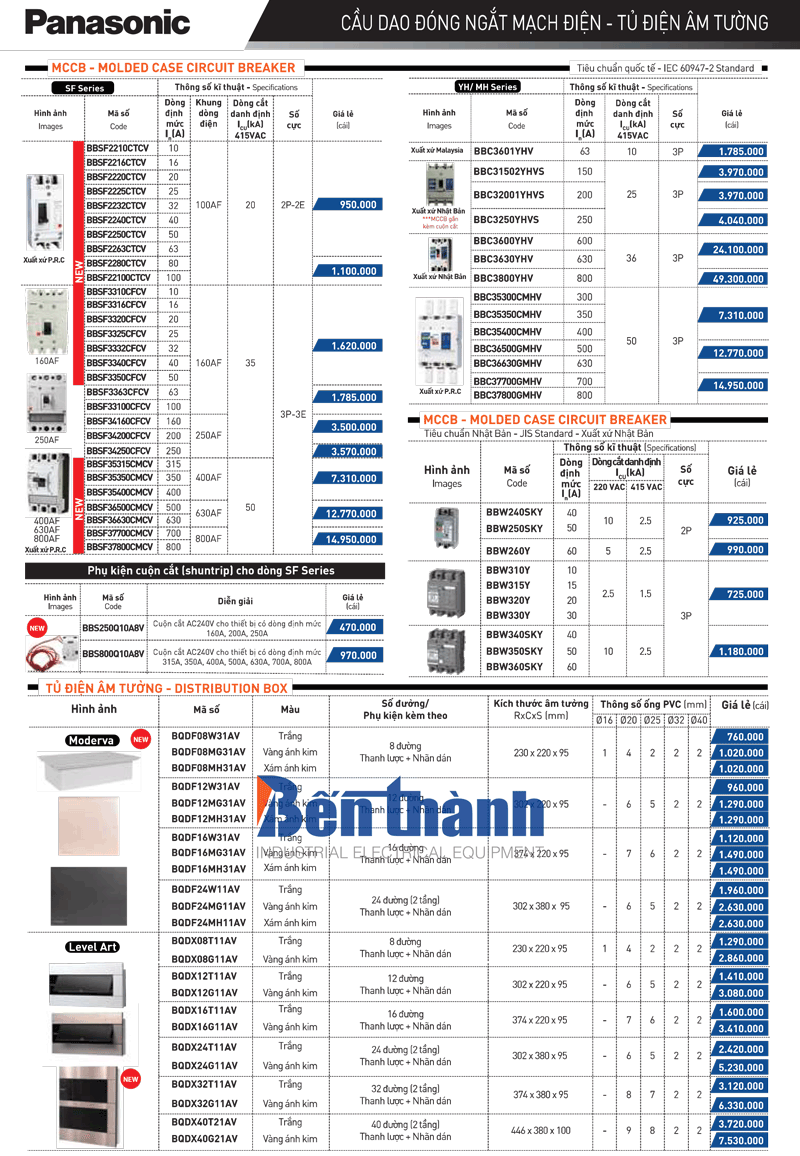 Catalog thiết bị đóng cắt Panasonic