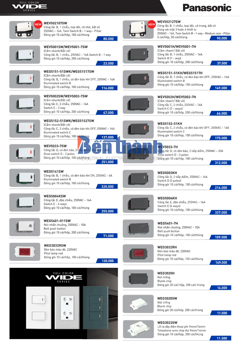 Catalog công tắc ổ cắm Panasonic