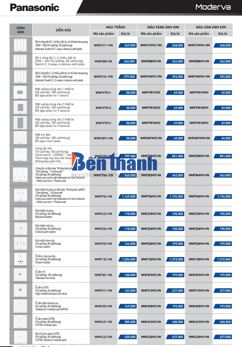 Catalog công tắc ổ cắm Panasonic