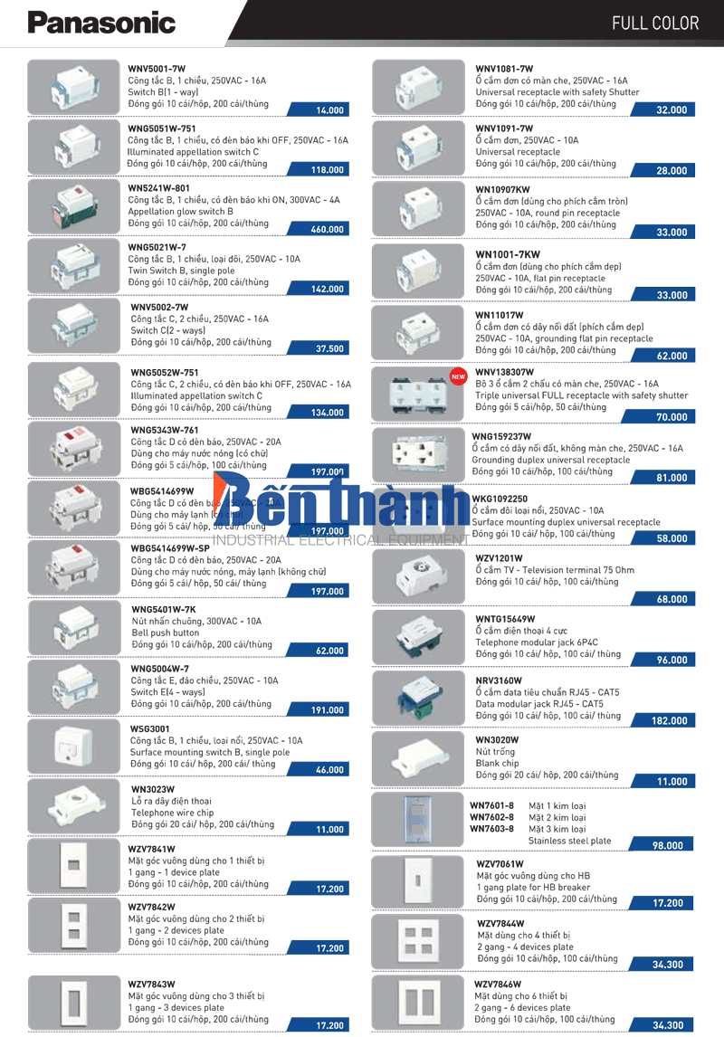 Catalog công tắc ổ cắm Panasonic