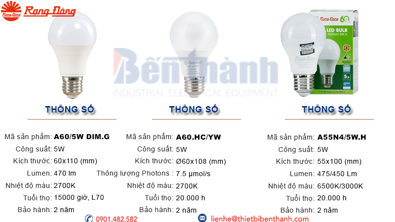 Bóng Đèn Led Bulb 5w Rạng Đông