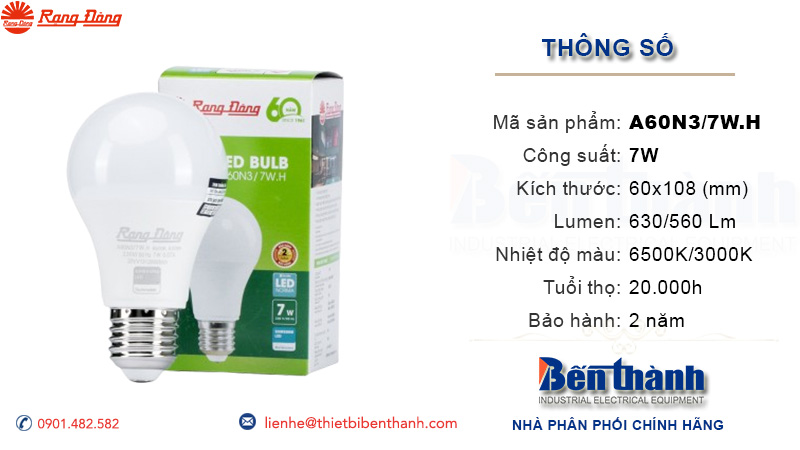 Bóng Đèn Led Bulb 7w Rạng Đông