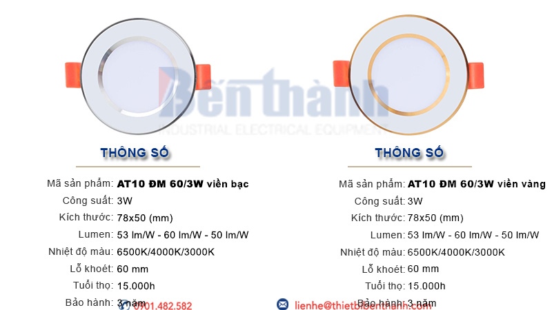 Đèn LED âm trần 3W Rạng Đông