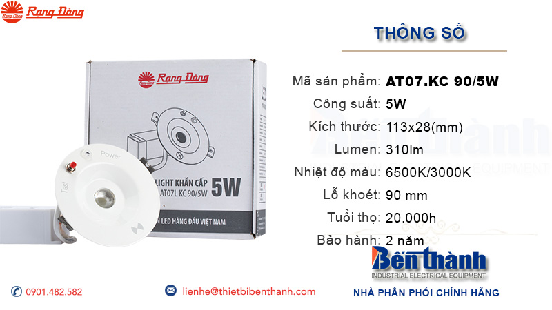 Đèn LED Âm Trần 5W AT07.KC Rạng Đông