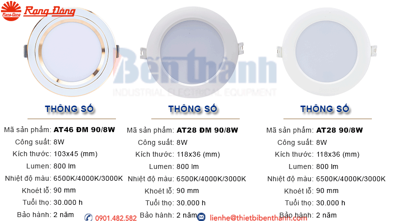 Đèn LED âm trần 8W Rạng Đông