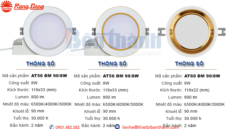 Đèn LED âm trần 8W Rạng Đông