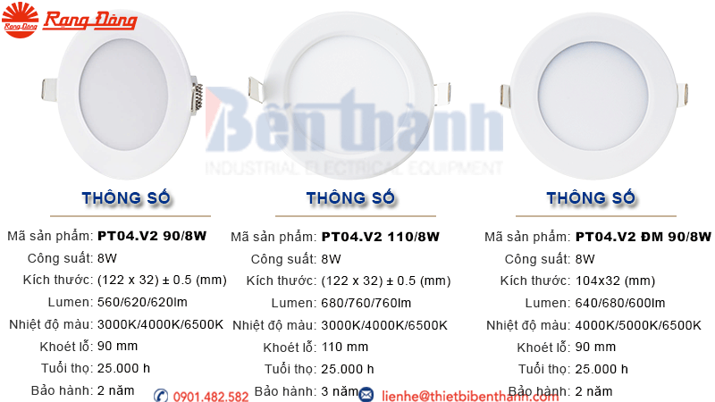 Đèn LED âm trần 8W Rạng Đông