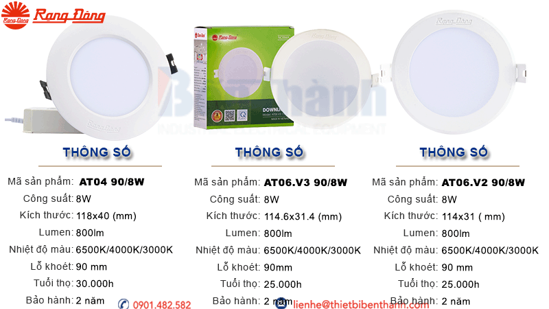 Đèn LED âm trần 8W Rạng Đông