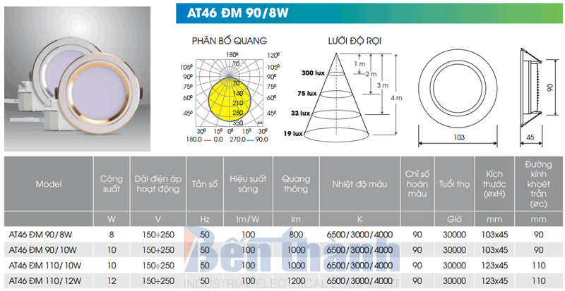 Đèn LED âm trần 8W AT46 ĐM Rạng Đông