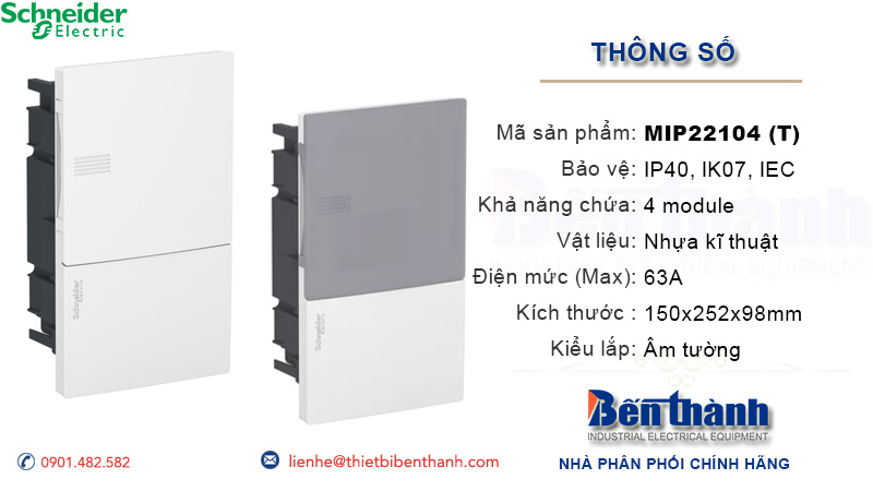 Tủ điện Schneider 4 module âm tường
