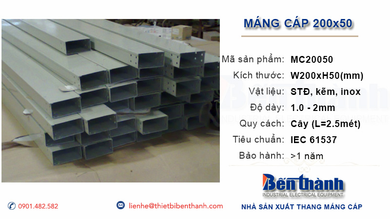 Máng cáp 200x50 cho hệ thống điện công nghiệp