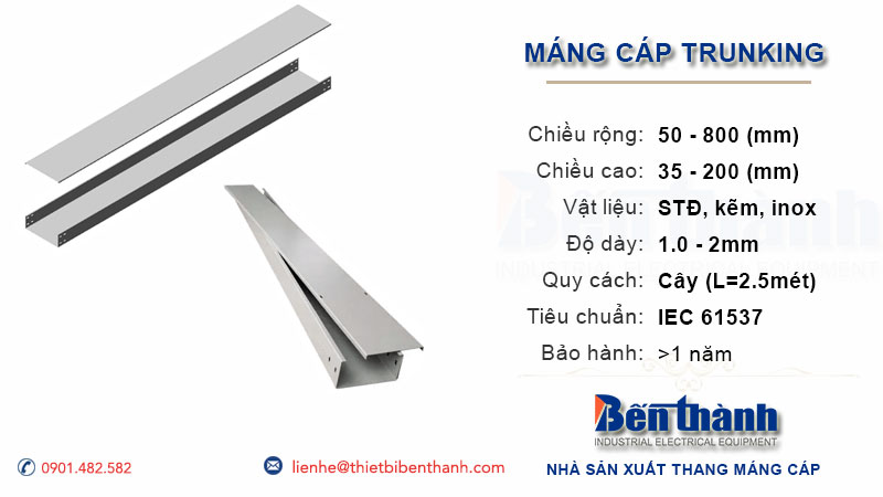 Máng cáp trunking là gì? Đặc điểm và sự khác biệt với khay cáp