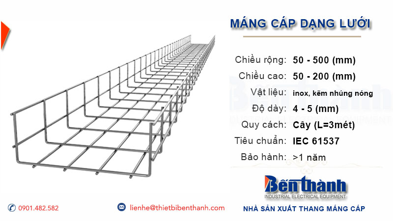 Đặc tính kỹ thuật và khả năng chịu tải của máng cáp dạng lưới