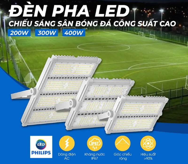 Đèn pha sân bóng đá công suất lớn đạt chuẩn thi đấu
