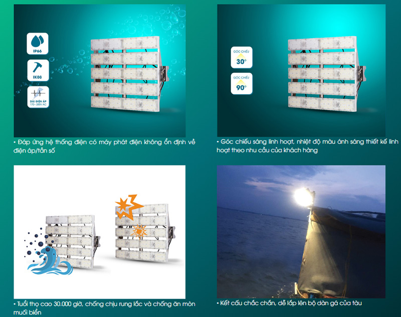Đèn pha tàu thủy 24v chịu rung lắc mạnh và nước mặn