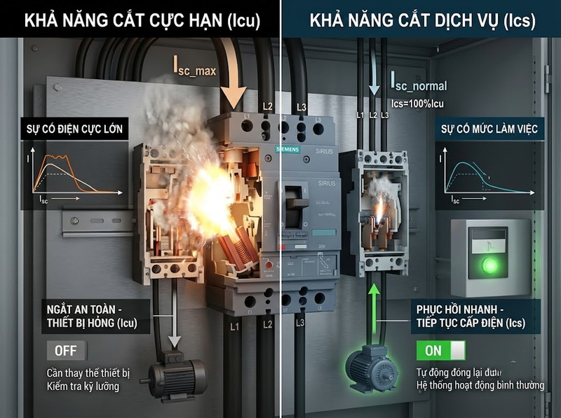 Icu và Ics của MCCB khác nhau như thế nào?