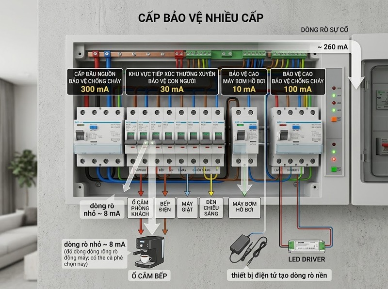 Cách chọn độ nhạy dòng rò RCCB