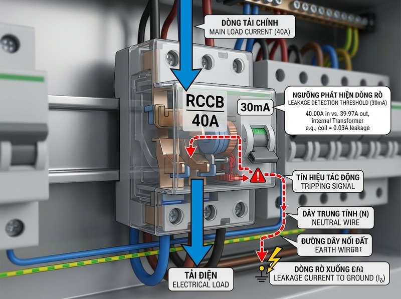 Dòng định mức RCCB có phải dòng làm RCCB nhảy không?