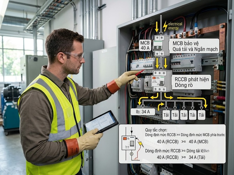 Cách chọn dòng định mức RCCB theo tải