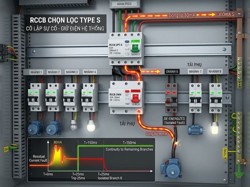 RCCB Type S và tính chọn lọc hoạt động như thế nào?