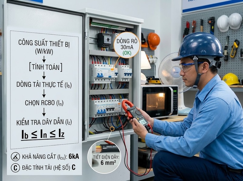 Cách chọn RCBO theo công suất tải