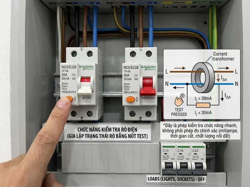 Nút Test ELCB dùng để làm gì và kiểm tra thế nào?